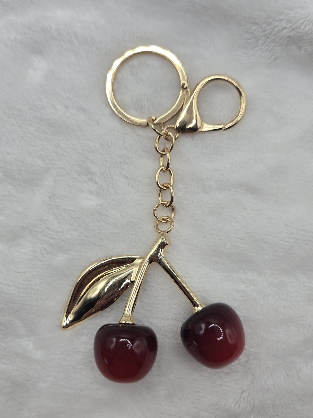 Gold Cherry Keychain - Red Cherry Key & Card Holder Accessory